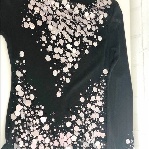 She’s Black Y2K Sparkle Mesh Blouse Size Small Disco Top - Picture 3 of 7